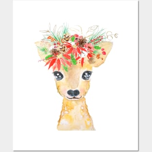 Christmas deer painting Posters and Art